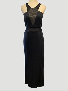 Le Château Navy Blue Mesh Insert Maxi Dress Size M